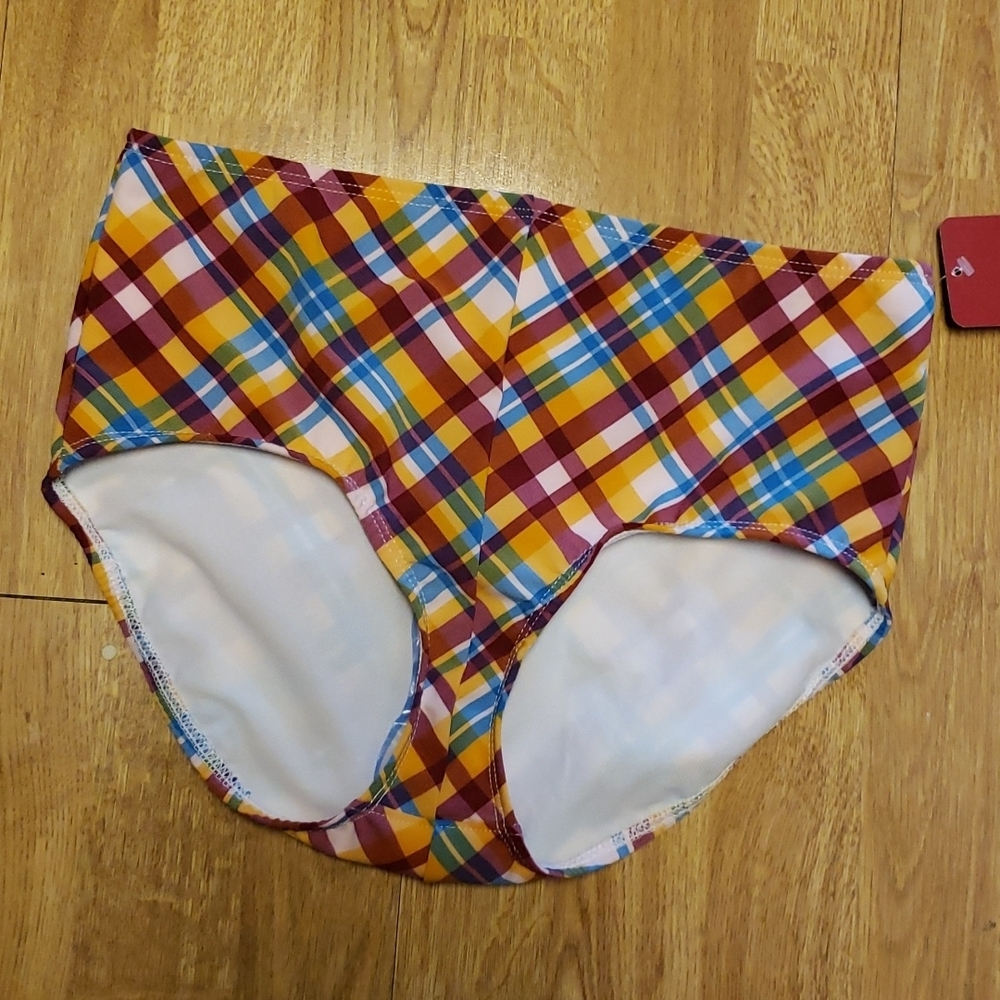 NWT Fables by Barrie plaid Chrissy retro bikini bottoms sz S